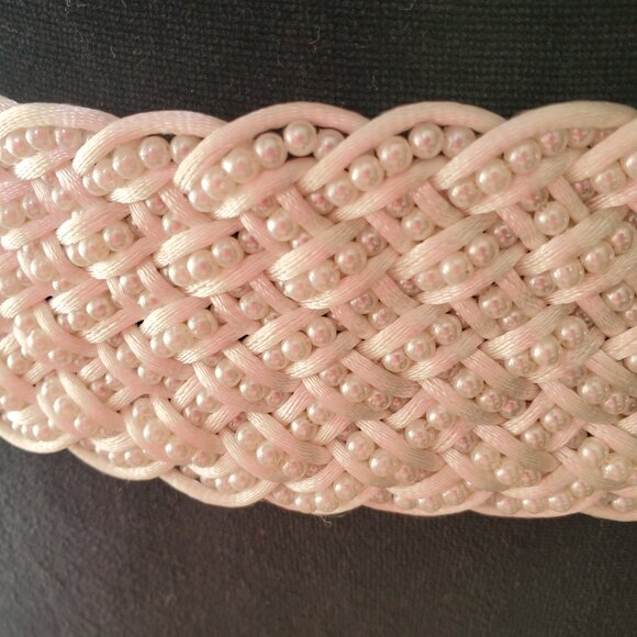 Beaded pearl wide woven bridal belt sash main image 4